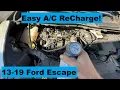 How to ReCharge AC Ford Escape 13 14 15 16 17 18 19 2013 2014 2015 2016 2017 2018 2019