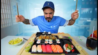 تجربة اكل كمية متنوعة من السوشي الياباني من مطعم راقي Sushi Mukbang
