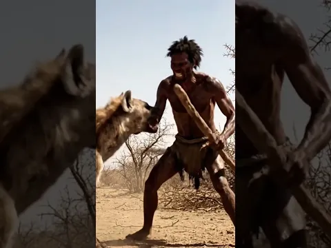 Prehistoric Humans Rescue Baby Ostrich From Hyenas, Crocodile | Million Years Ago #bigcat #shorts