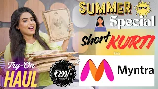 summer special short kurti from myntra cotton kurti tryon budget friendly gimaashi