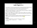 C Programming - Data Types KUD 2017 2018