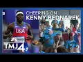 Supporters cheer on Rice Lake s Kenny Bednarek during 200m track final
