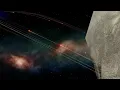 NEBULOUS Fleet Command - Firing a missile swarm around an asteroid