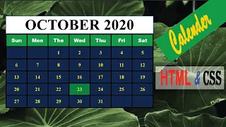 How to Create Calendar With html and css HTML CSS TUTORIALS