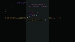 JavaScript Example Static Methods in Classes