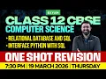 Class 12 CBSE CS Relational Database and SQL Interface Python With SQL One Shot Revision