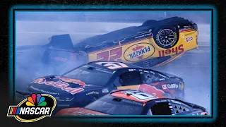 Joey Logano slides on his roof in scary crash at Talladega Superspeedway late in Stage 3