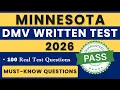 Minnesota DMV Permit Test 2026 100 Most Important MN DMV Written Test Questions Answers