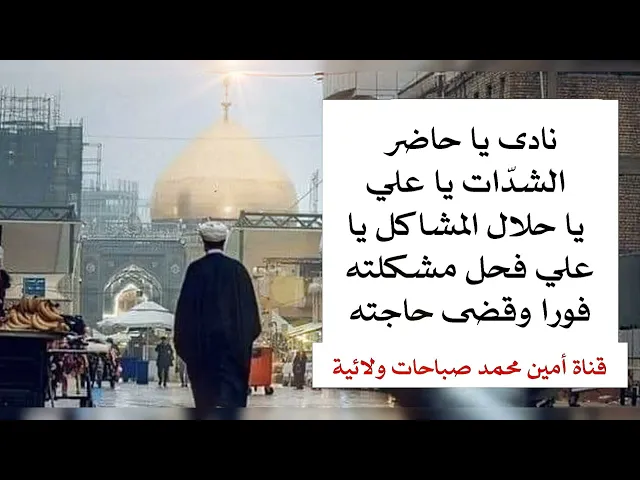 ⁣نادى يا حاضر الشدّات يا علي يا حلال المشاكل يا علي فحل مشكلته فورا وقضى حاجته