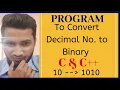 C Program tutorial - How to Convert Decimal Number to Binary Number c cpp program