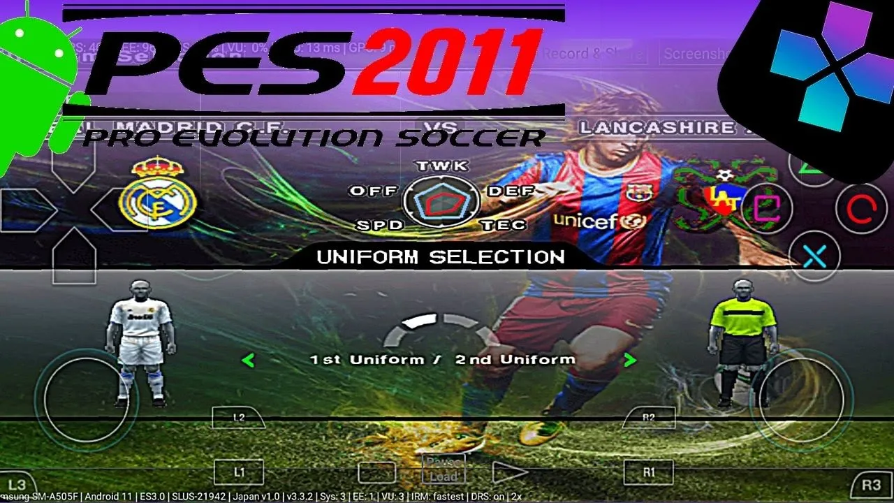 Play Pro Evolution Soccer 2011 PS2 Emulator - Damon PS2 PRO - PES 2011 Android Gameplay - 2021