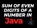 Java program to find the sum of even digits of a number tutorial