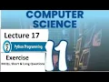 Lecture 17 Exercise Unit 2 Python Programming Class 11 Computer Science PECTAA 2026