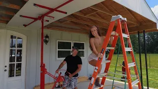 PORCH CEILING Using FIBER CEMENT SIDING Building Our Own Home Ep 96