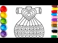Cute Heart Dress Coloring Page for Kids Fancy Princess Dress Easy Printable Coloring Sheet