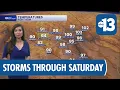 Hot and Humid with Storm Chances Through Saturday in Las Vegas