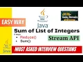 Sum Of List Of Interges Numbers using Stream API and Lambda Reduce method sum method