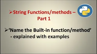 String Functions - Part 1 sample one mark questions examples explanation