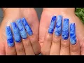 WATCH ME WORK BLUE MARBLE NAILS