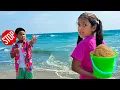 Kaden Ellie Beach Day Adventure Mermaid Pirates Sharing Fun