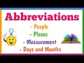 Abbreviations People Places Measurement Days and Months