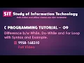 09 C Programming Tutorials Difference Between For While Do-While Loop in C Programming language