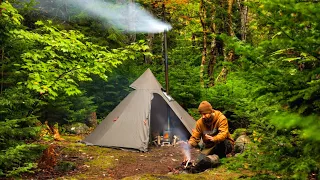 Hot Tent Camping In Heavy Rain