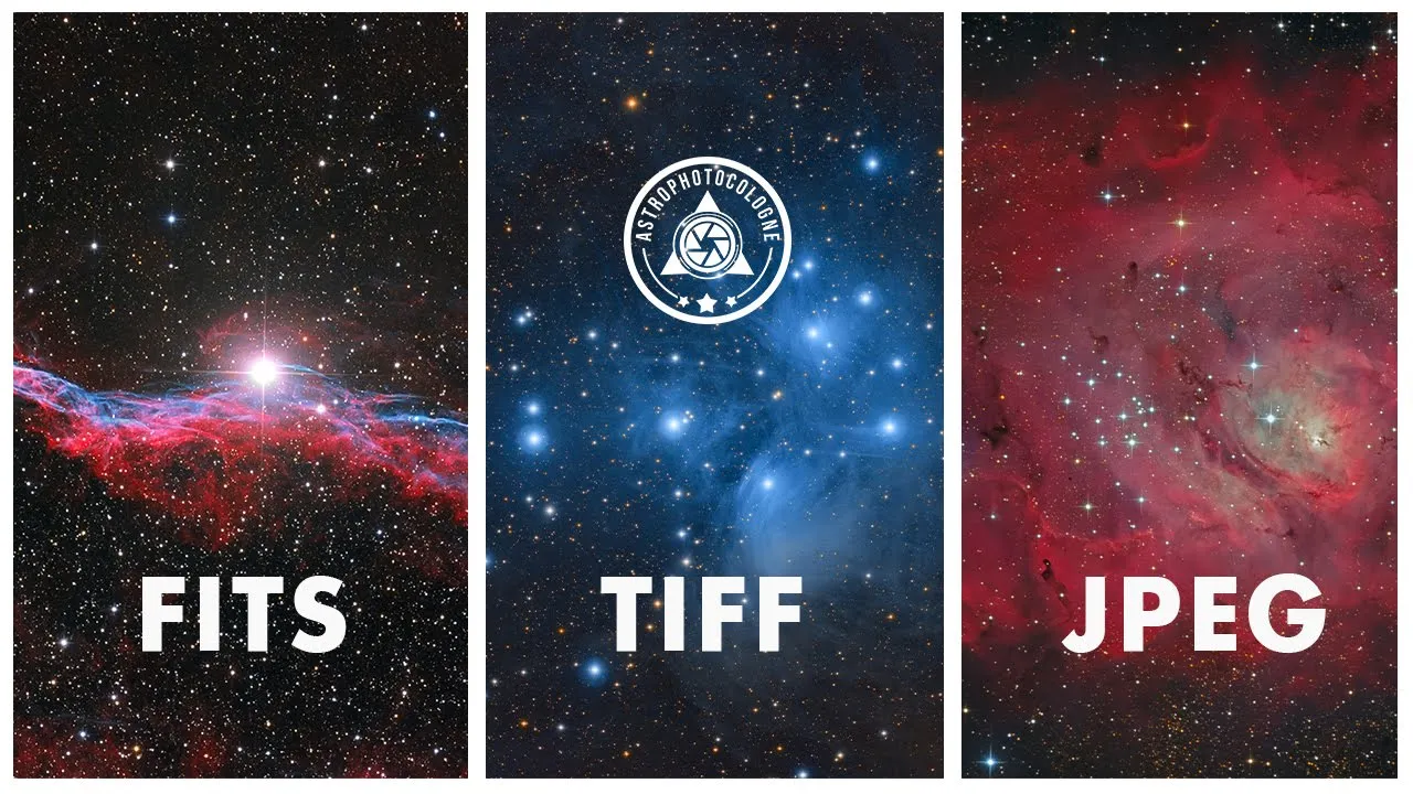 Unterschiede zwischen FITS, TIFF und JPEG. Dateiformate für die Astrofotografie erklärt.