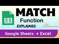 MATCH Function explained with examples in Google Sheets and Excel to get the position