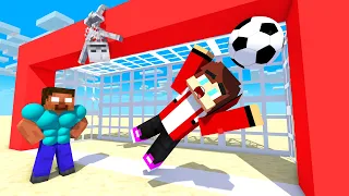 JJ and Mikey vs Mobs : Who Is STRONGER in Goalkeeper SAVES? - Maizen Minecraft Animation