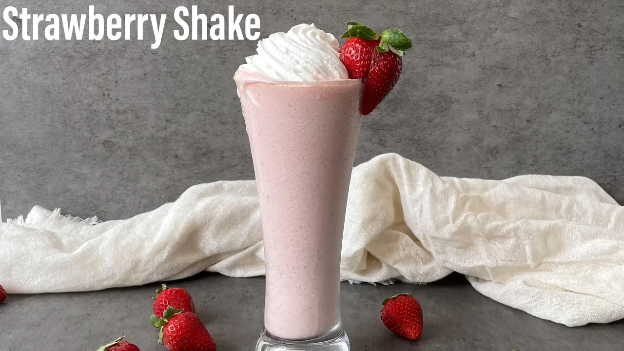 STRAWBERRY MILKSHAKE   Fresh Strawberry Milkshake   Strawberry Icecream Milkshake   BEST BITES