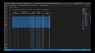 7 4 Integer programming example in Pyomo - solver log for larger problems