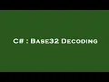 C Base32 Decoding
