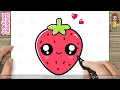 How to Draw a Cute Strawberry Easy for Kids and Toddlers