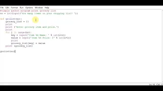 simple python program print grocery list