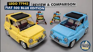 LEGO 77942 Creator Expert blue Fiat 500 review & comparison with the yellow version