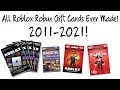 All Roblox Gift Card Ever Made From 2011-2021