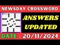 Newsday Crossword Clue Answers for Nov 20 2024 Solved
