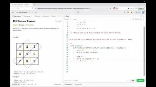 leetcode 498 Diagonal Traverse equation of line and flag variable
