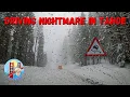 Driving on Highway 50 in Lake Tahoe Snowstorm - White-knuckle Experience