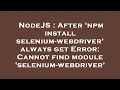 NodeJS After npm install selenium-webdriver always get Error Cannot find module selenium-webdr