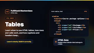HTML Tables - HTML Data Foundation FullStack Masterclass HTML Course