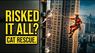 Rescue team saves cat stranded on high-rise air conditioner in Yunnan, China