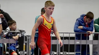 U13 Yehor Prokudin (UKR) vs Sunnat Tulkunov (UZB) 38kg. Greco-roman boys youth wrestling tournament.