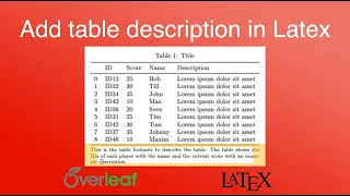 Adding a table description in Latex