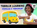 Lagu Wheels on the Bus + Vehicle \u0026 Movement Learning w/ BB \u0026 Friends | Toddler \u0026 Baby Songs