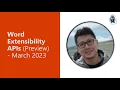 Word Extensibility APIs - March 2023