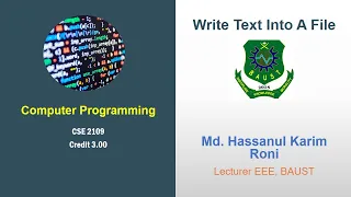 File Example 1 Writing into a Text File C Programming Bangla Tutorial by HK Roni