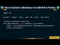 How to Convert a Dictionary to a CSV File in Python