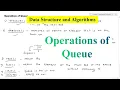 Operation of Queue enqueue dequeue front rear isEmpty isFull Size DS